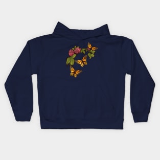 Red Clover Monarch Butterflies Kids Hoodie